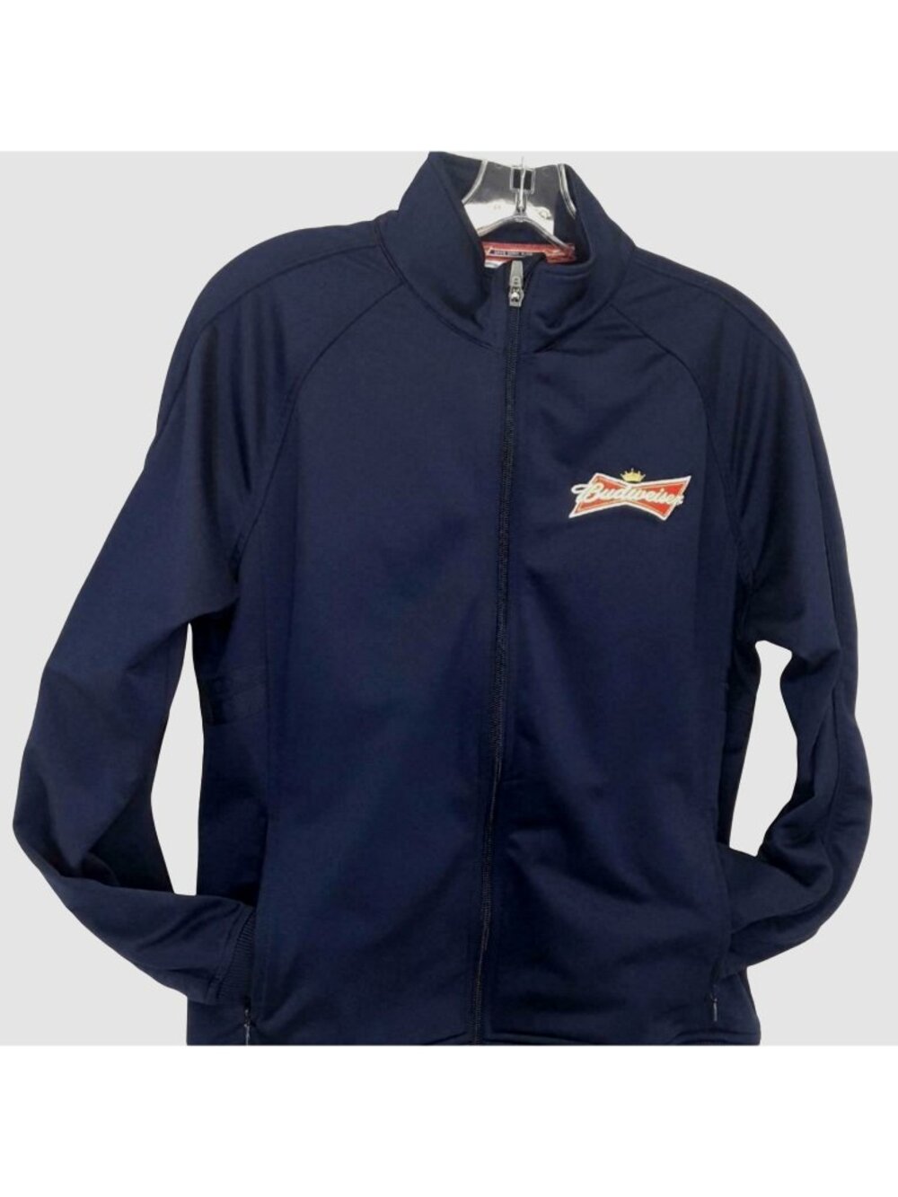 Budweiser Logo Track Jacket Levalwear Brand Womens Size Medium Navy Zip Front